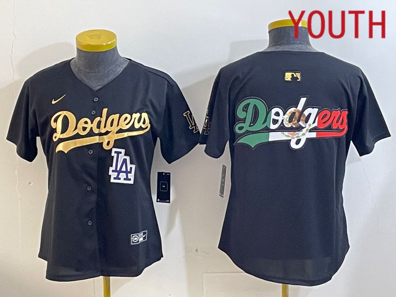 Youth Los Angeles Dodgers Blank Black Gold Game 2024 Nike MLB Jersey style 12096